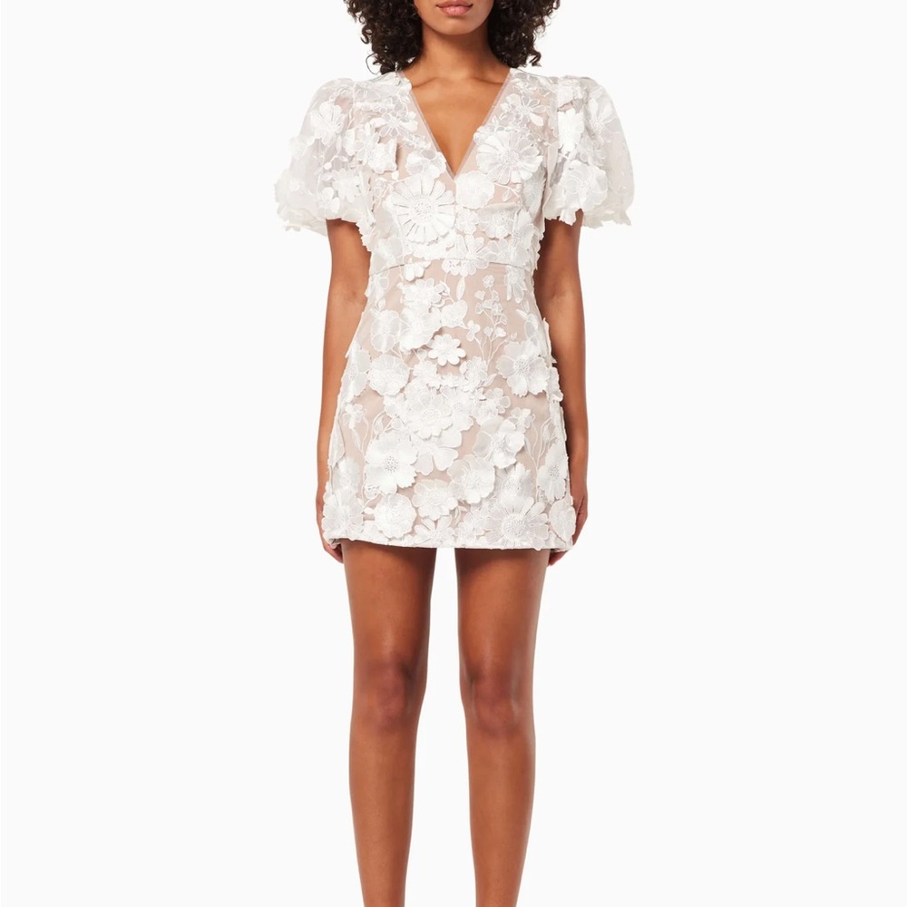 Elliatt Zayla 3D Floral Mini Dress in White